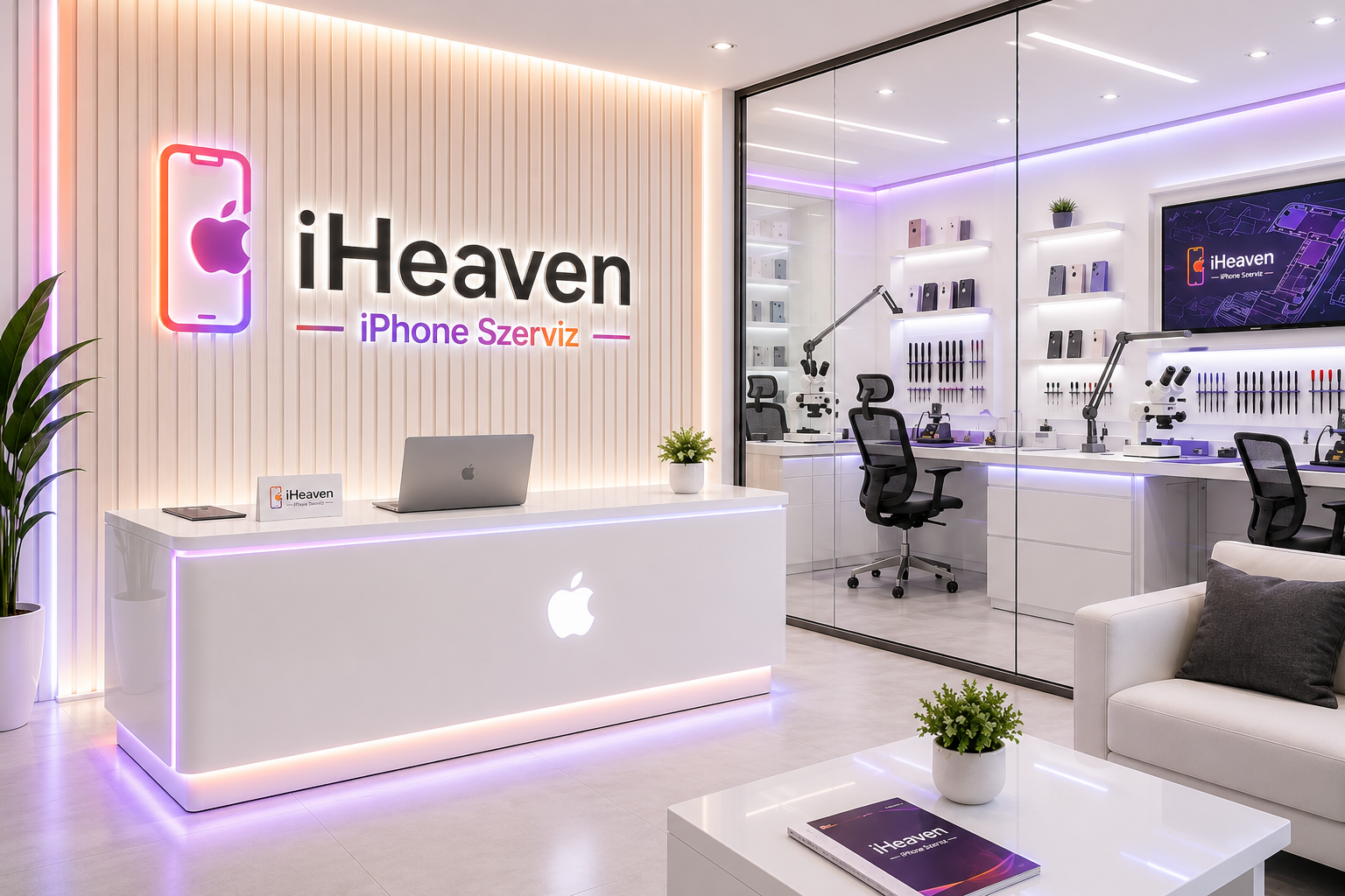 iHeaven szerviz belső tere Pécelen